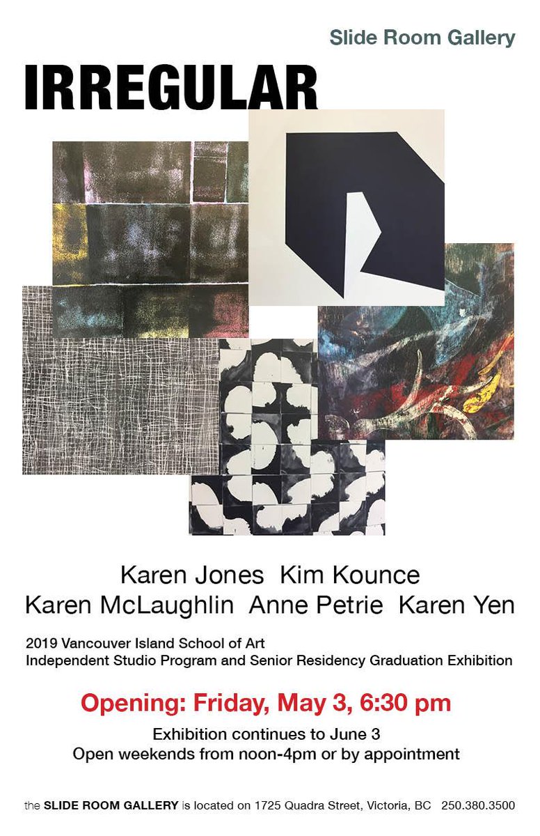 Slide_Room's tweet photo. This Friday our graduates form the Senior Residency and Independent Studio programs will exhibit their amazing work come see what they did over the last year. Slideroom Gallery #artopening #fridaynight #yyjarts #artschool @Exhibit_v @tc_vicarts @ArtsVictoria @uvic_finearts https://t.co/AzHUsoOgkk