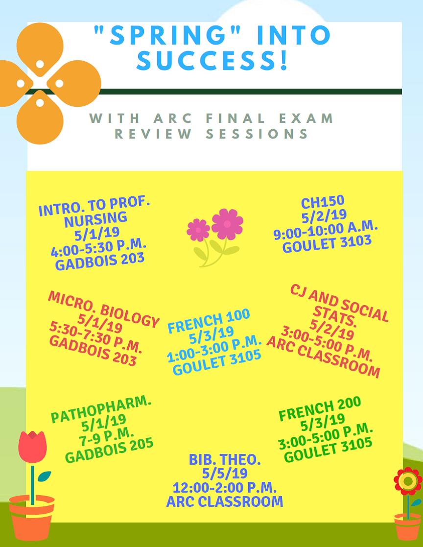AnselmianARC's tweet photo. Join us for our upcoming ARC Final Exam Review Sessions! https://t.co/KGDpJ4YNpZ