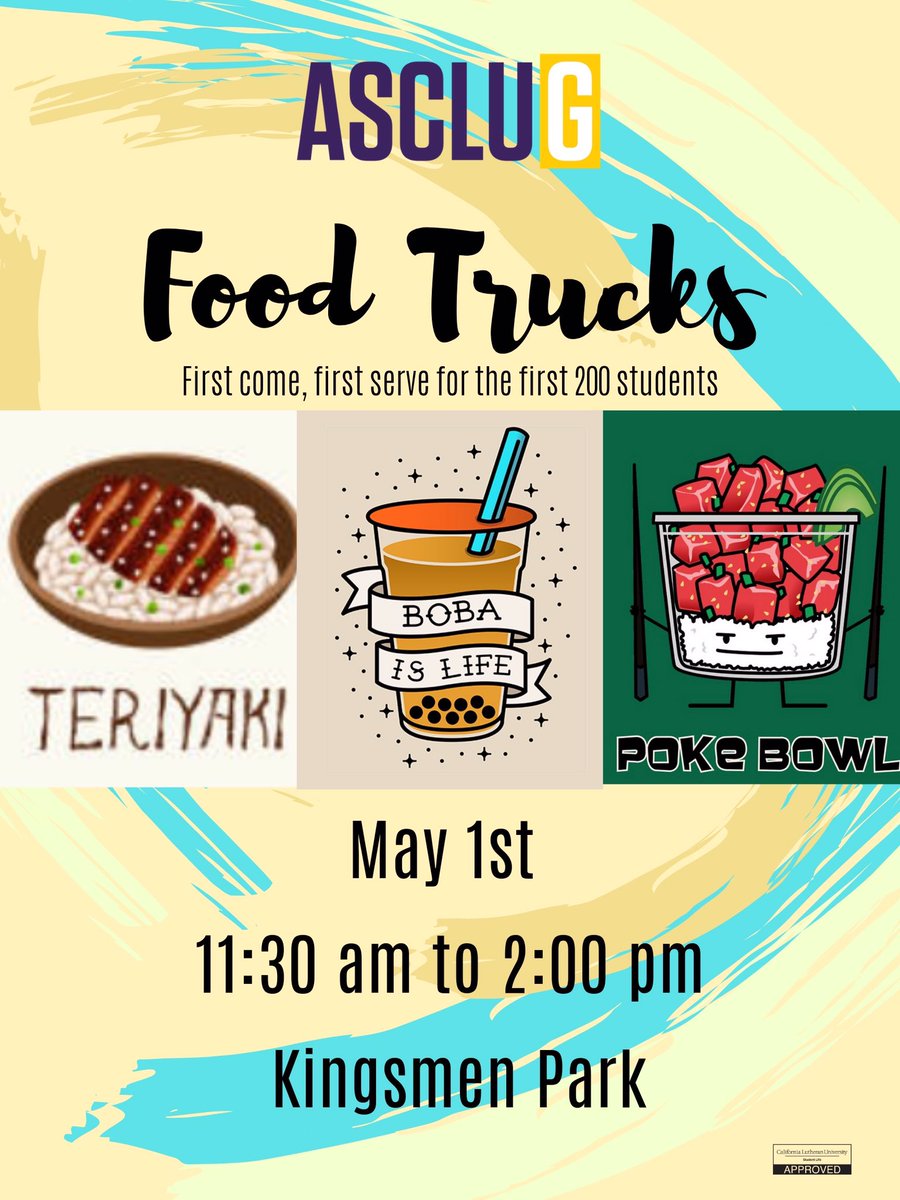 Free food in the park TOMORROW! come out for poke bowls, boba, &amp; teriyaki🍴