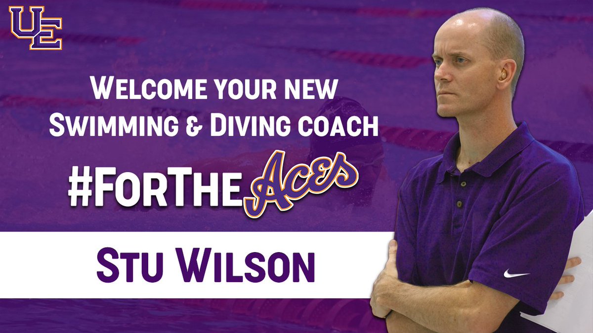 UEAthletics's tweet photo. Please help us to welcome Stuart "Stu" Wilson as the new Head @UEAthleticsSWIM Coach!  Wilson will officially begin his tenure with the Aces on June 1.  #ForTheAces https://t.co/lXPe2G91r1