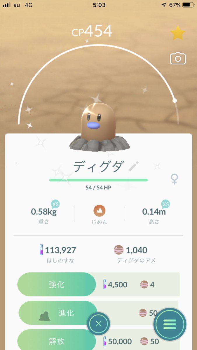 GO44650045's tweet photo. 今日の成果はディグダ4匹と
初サンドさんでした☝️😆出すぎー😅

起きたら職場で
カラカラ狙います🐈
おやすみなさいませー

#ポケモンGO https://t.co/iORFjrbX2z