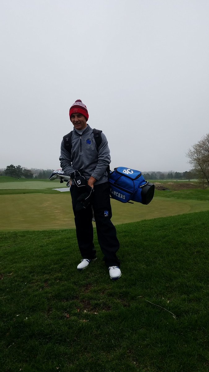 BCLancerGolf's tweet photo. Congratulations to Connor Kolb who is battling the cold and rain today to make an eagle 3 on hole 16 a par 5 at Bristlecone Pines CC. 230 yards 5 wood to 3 feet. #BCGolf #Believe https://t.co/6bj5q0KMcx