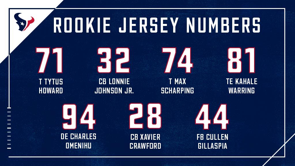 houston texans jersey numbers