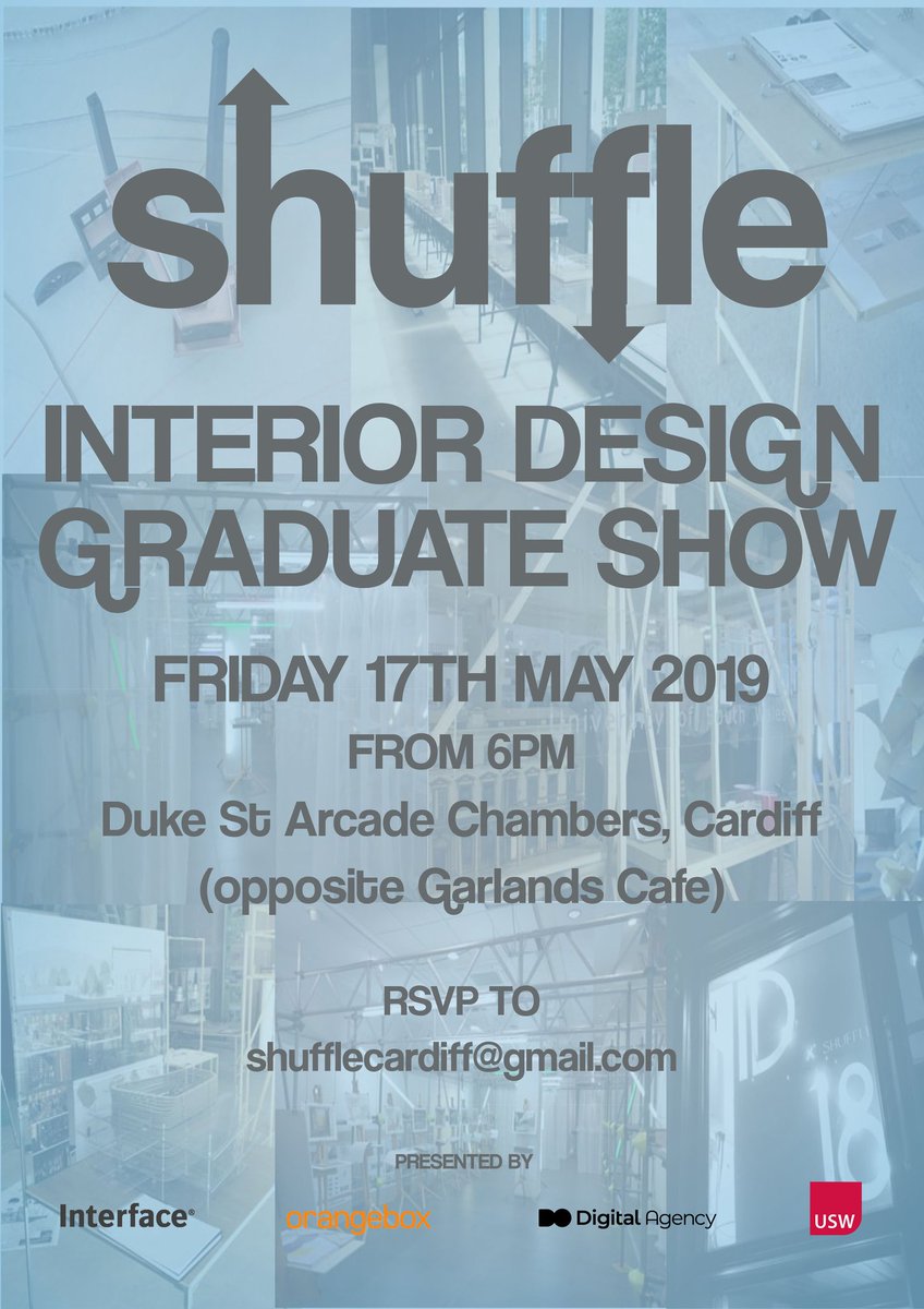 It's that time of year again! Our final Shuffle event is the <a href="/interiorcardiff/">USW Interior Cardiff</a> Graduate Show and will be held at the fantastic Duke St Arcade Chambers. Please RSVP and share.
