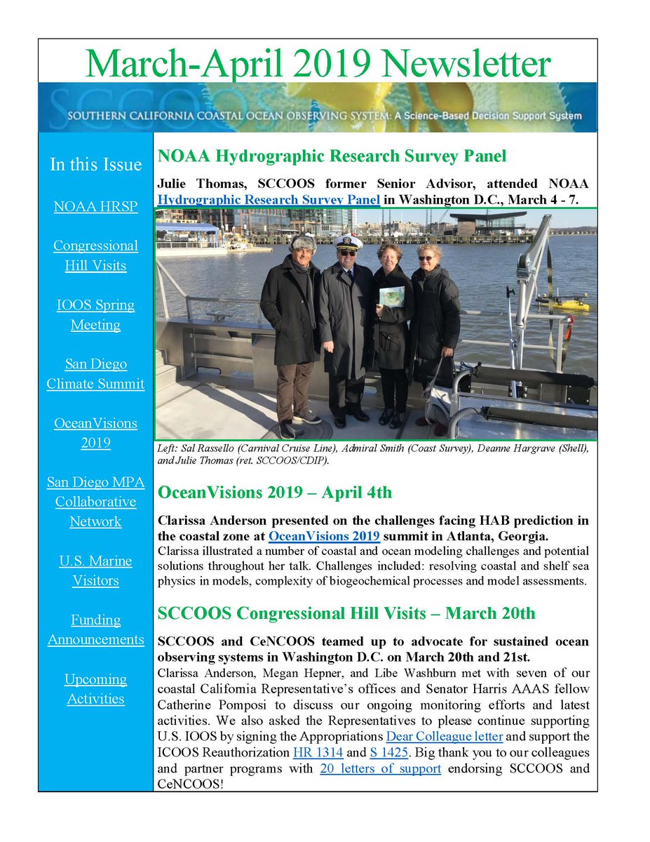 SCCOOS_org's tweet photo. @SCCOOS_org March-April Newsletter
Happy Reading!
https://t.co/8csJ03STmQ
#OceanVisions2019 #SanDiegoClimateSummit #MPACollaborative #IOOS #MarineCorps #HillVisits https://t.co/9cHP400Ygg