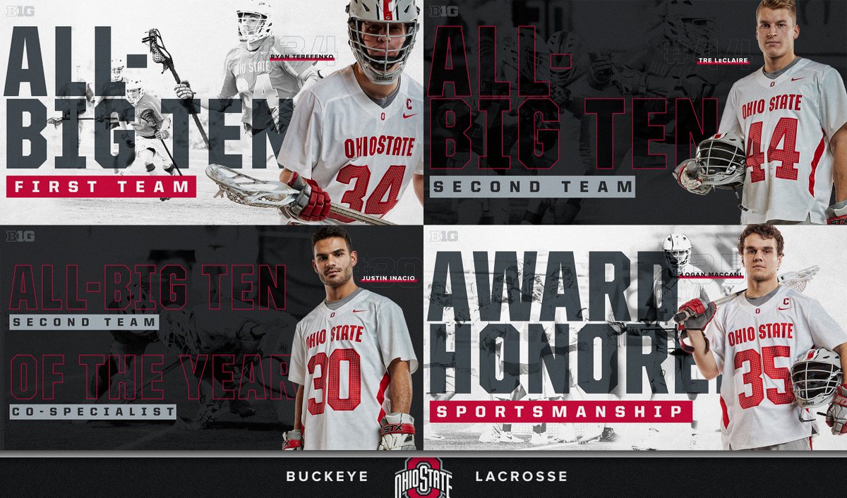 OhioStateMLAX's tweet photo. 🎖️ Three #Buckeyes earn All-Big Ten honors; Inacio named co-Specialist of the Year.

📰 For more on the All-#B1G teams and award winners, visit: https://t.co/9ze5wgNOj0 

#GoBucks https://t.co/AYMg2KQFHr