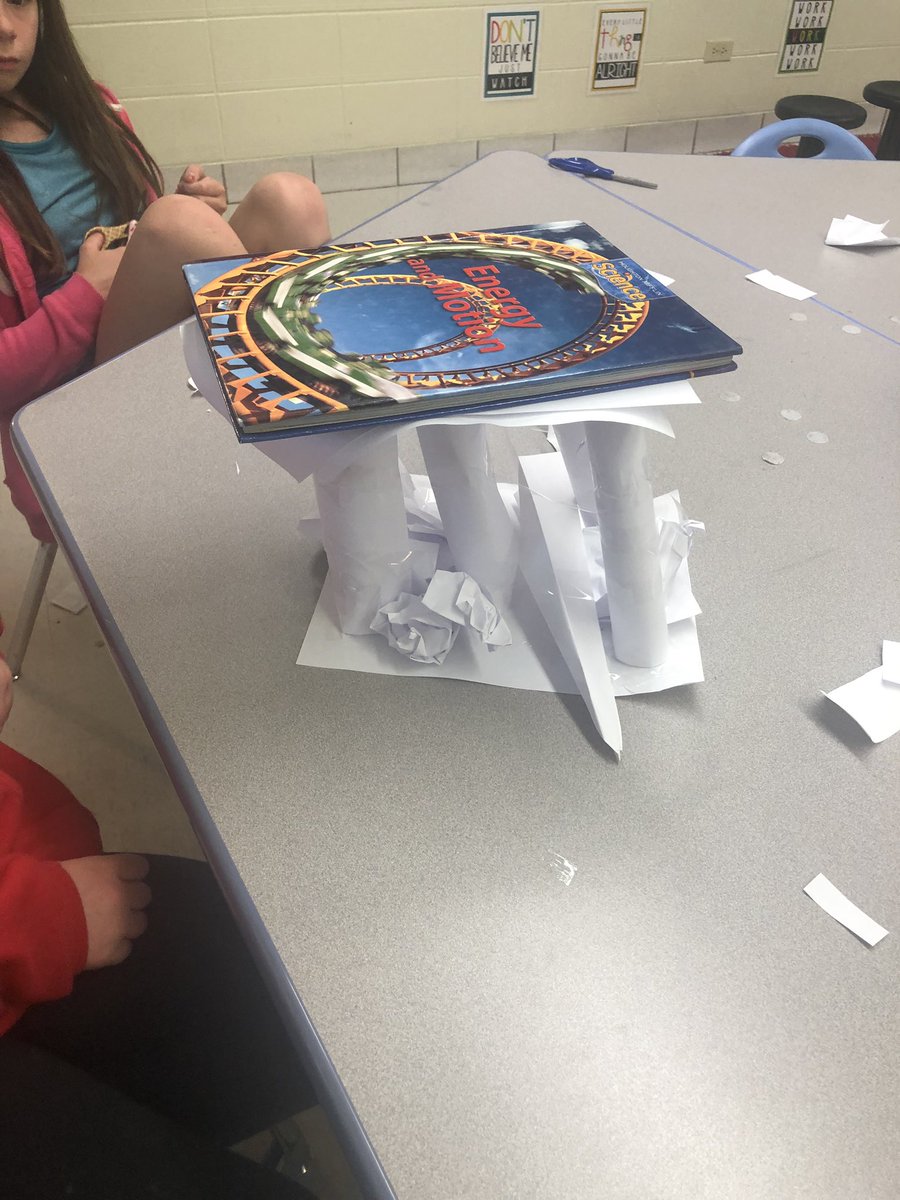 dr_moore24's tweet photo. Today after testing, we worked in teams to try to build the tallest, most stable structure. Our first place team found a loophole in the rules. They used their tape to tape their structure to the table! @DAMalloryES https://t.co/0FAcZTlQFj