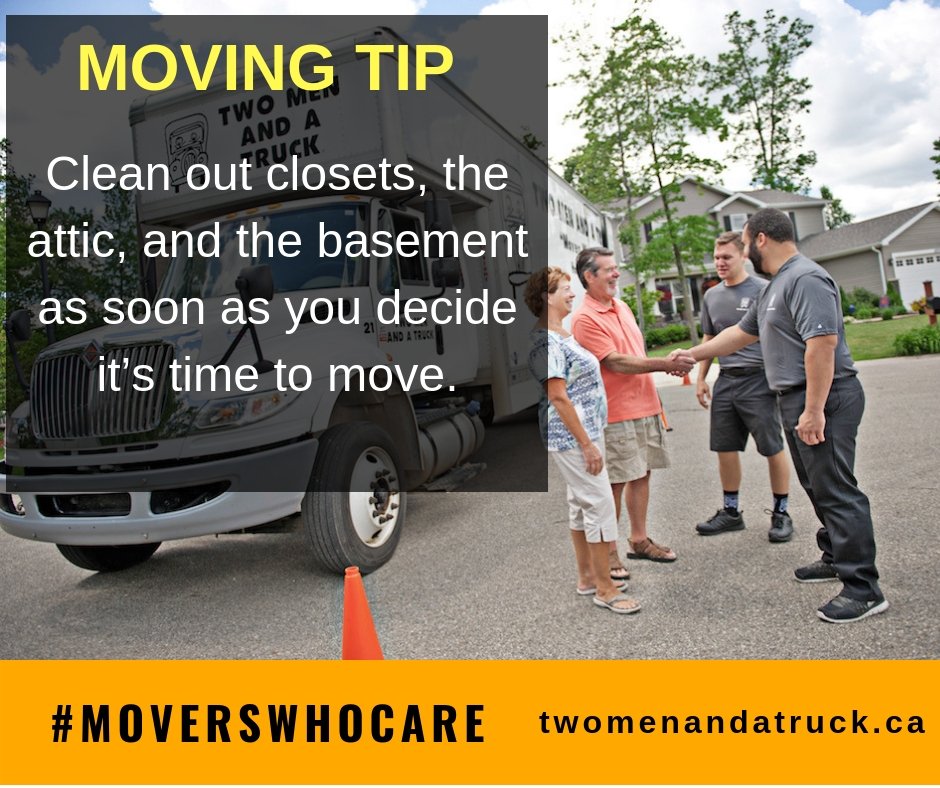 TwoMenCanada's tweet photo. Move Tip: Clean out closets, the attic, and the basement as soon as you decide it's time to move.
#movetip #tmt https://t.co/iHEnGIp8QK