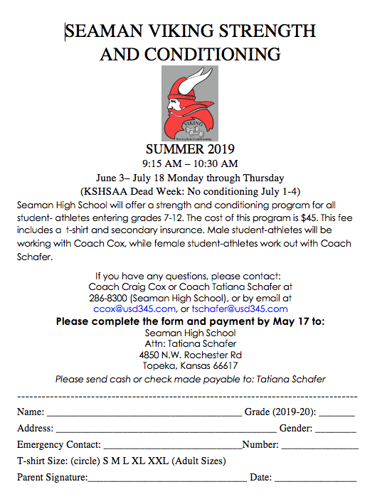 Seaman Basketball (@seamanboysbball) on Twitter photo Summer Strength & Conditioning for incoming 9th-12th graders info is out! Please see attached flyer and contact Coach Cox with any questions. <a href="/SeamanSchools/">Seaman USD 345</a> <a href="/SeamanAthletic/">Seaman Booster Club</a> <a href="/SpiritClubSHS/">Seaman Spirit Club</a> <a href="/SeamanSports/">Seaman Sports News</a> Summer Strength & Conditioning for incoming 9th-12th graders info is out! Please see attached flyer and contact Coach Cox with any questions. <a href="/SeamanSchools/">Seaman USD 345</a> <a href="/SeamanAthletic/">Seaman Booster Club</a> <a href="/SpiritClubSHS/">Seaman Spirit Club</a> <a href="/SeamanSports/">Seaman Sports News</a>