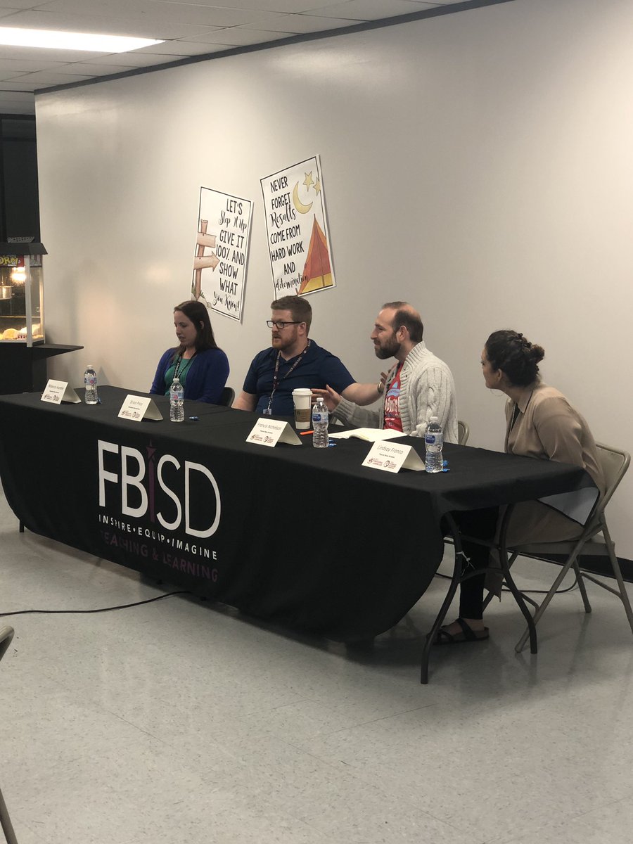 TBrasher's tweet photo. PLLs and TICs sharing their experiences from this year. We are learning and growing together! #FBISDBlends #fbisdpll @fbisdteacherPD @cheryle77 @leilacubriel  @DrUnruhSTG @rwootenits @mstechieteacher https://t.co/O10aUsFD0s