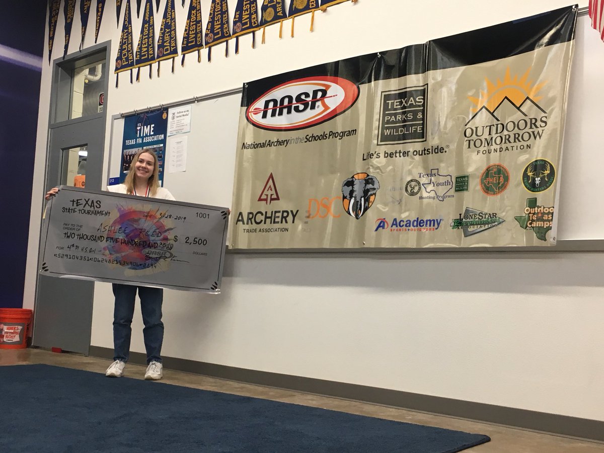 georgetownffa's tweet photo. Ashlee Reed was awarded a $2500 Scholarship for receiving 4th Place High School Girl at the NASP State Archery Tournament in March @GeorgetownISD @GISD_CTE @GeorgetownHS https://t.co/2XNfLBurkg