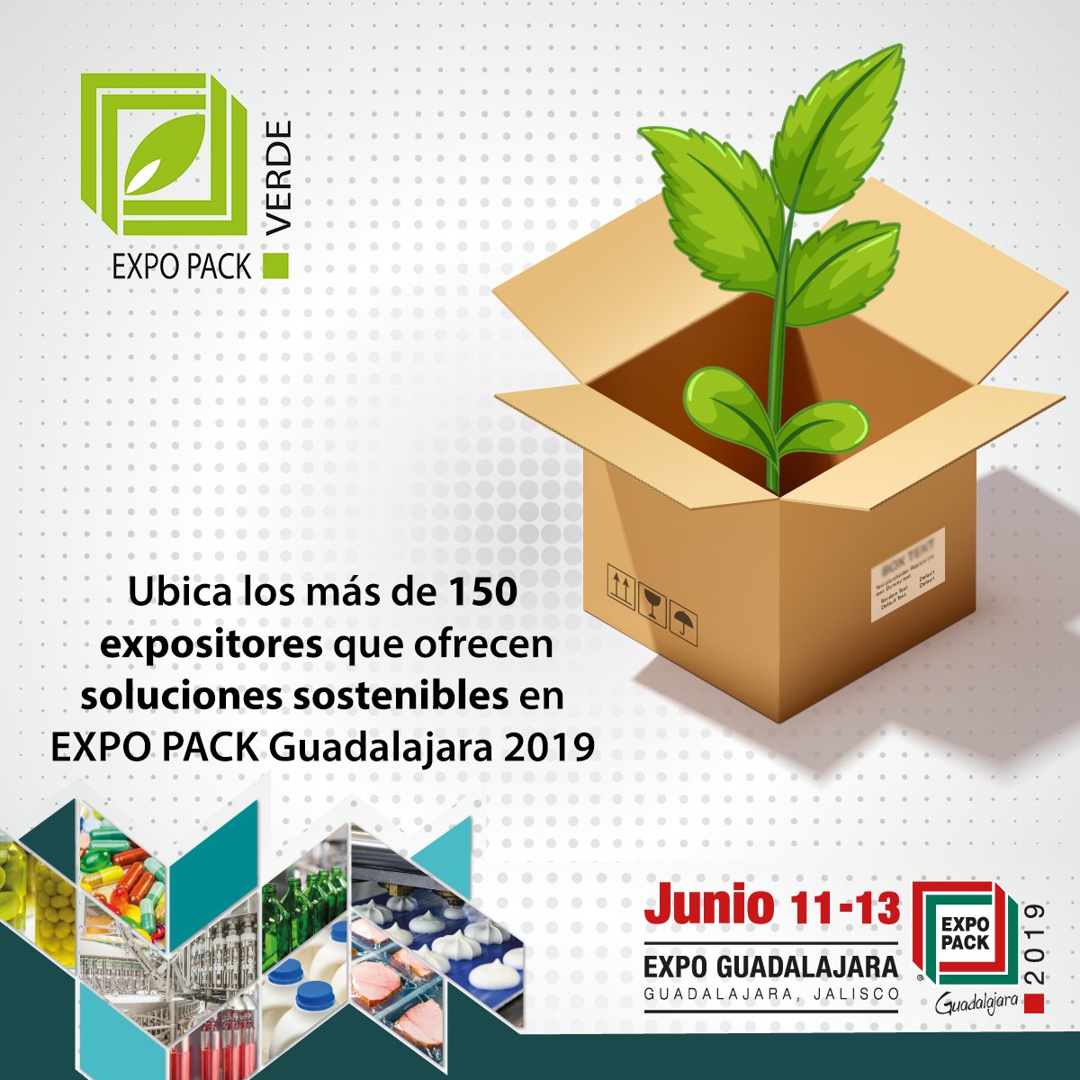 ExpoPack's tweet photo. Las últimas tecnologías e innovaciones en empaques sostenibles están en EXPO PACK Guadalajara 2019. Conoce los más de 150 expositores con soluciones para reducir y detener el deterioro ambiental. #EXPOPACK19 #sustainability #EXPOPACKVerde Nota completa en: https://t.co/sEv6045lLc https://t.co/cgEldwyJZf