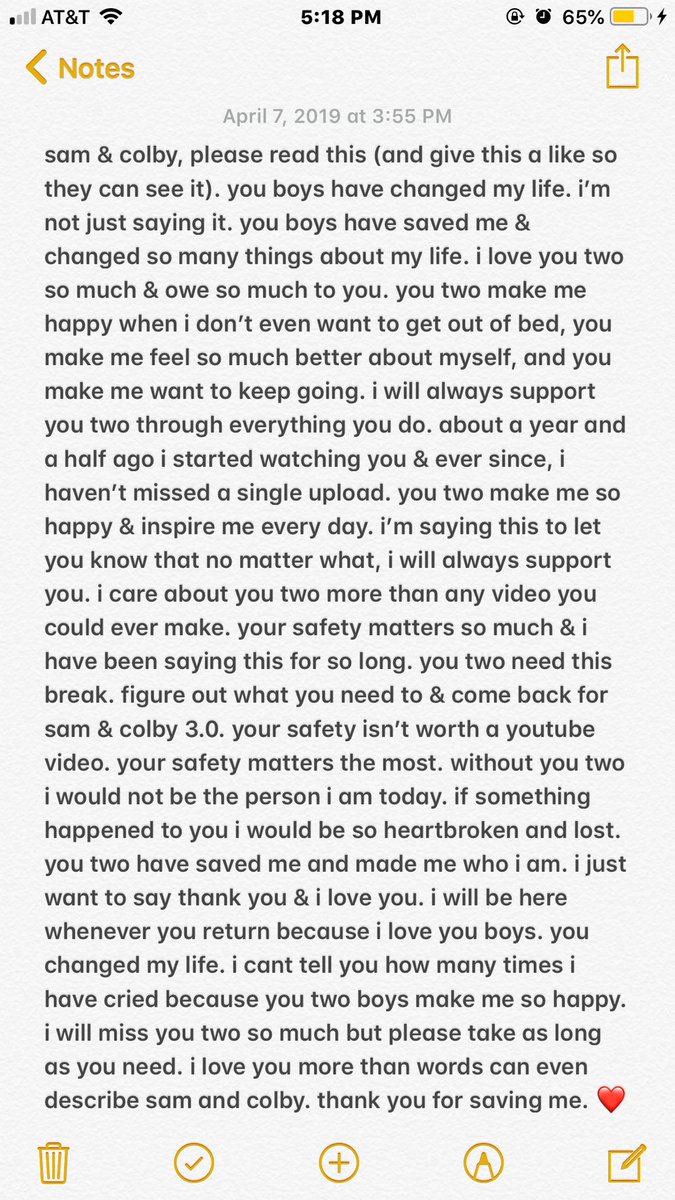 summerxxanne's tweet photo. i wrote this when you guys left. i missed you two. this is my story. ❤️#SamandColbyReturn https://t.co/2FKgkzRGrl