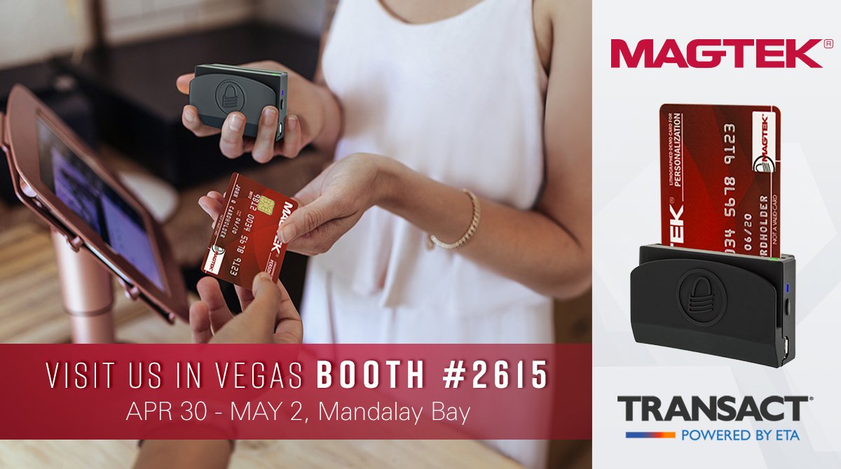 magtek's tweet photo. Today's the day -- #ETATRANSACT. We're trotting out the #eDynamo as an icebreaker to talk all things #payments #security. Let's do this! https://t.co/Hr1mStu632