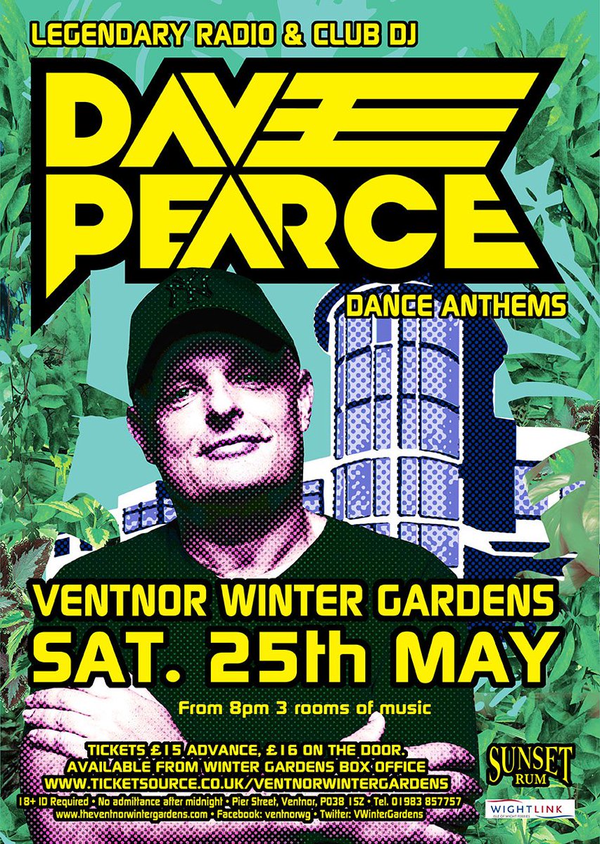 Less than a month away till legendary Club and Radio dance dj <a href="/dj_davepearce/">Dave Pearce</a> brings his Dance Anthems to #IoW to <a href="/VWinterGardens/">VentnorWinterGardens</a> - get your tickets from Box Office or online ticketsource.co.uk/ventnorwinterg… just £14 #partytime #iow