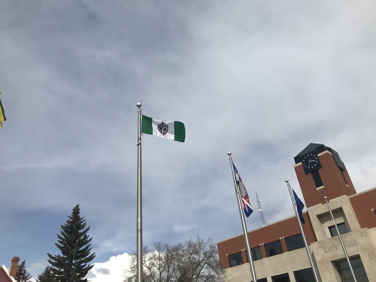 A new flag went up at City Hall today! <a href="/PARaidersHockey/">x - Prince Albert Raiders</a>  #GoRaidersGo