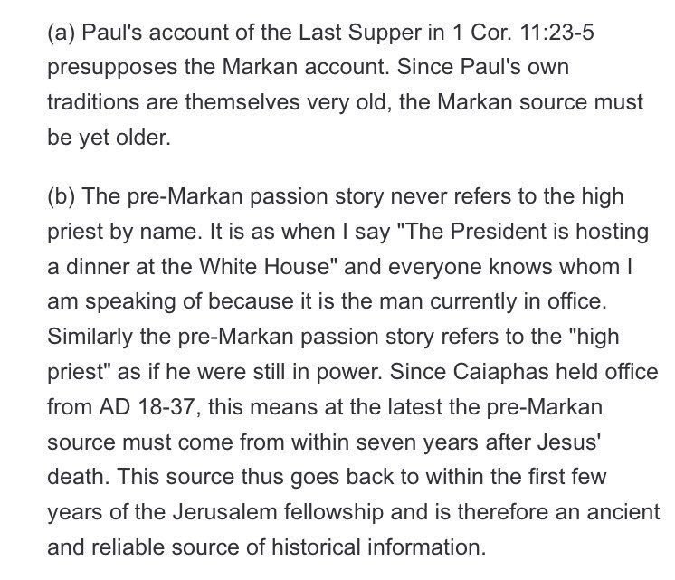 perseus1977's tweet photo. @AtheistAmuser @solsukut @PBDerbysAtheist @Colin_bluenose @Nick_S_Simons @AApologetics Sorry... The majority of scholars support the existence of a Pre-Markan Passion Narrative. Here’s why the New Testament scholar, Rudolf Pesch, dates it prior to 37 CE. #sourcecriticism ⬇️ https://t.co/EfDiUE2wak