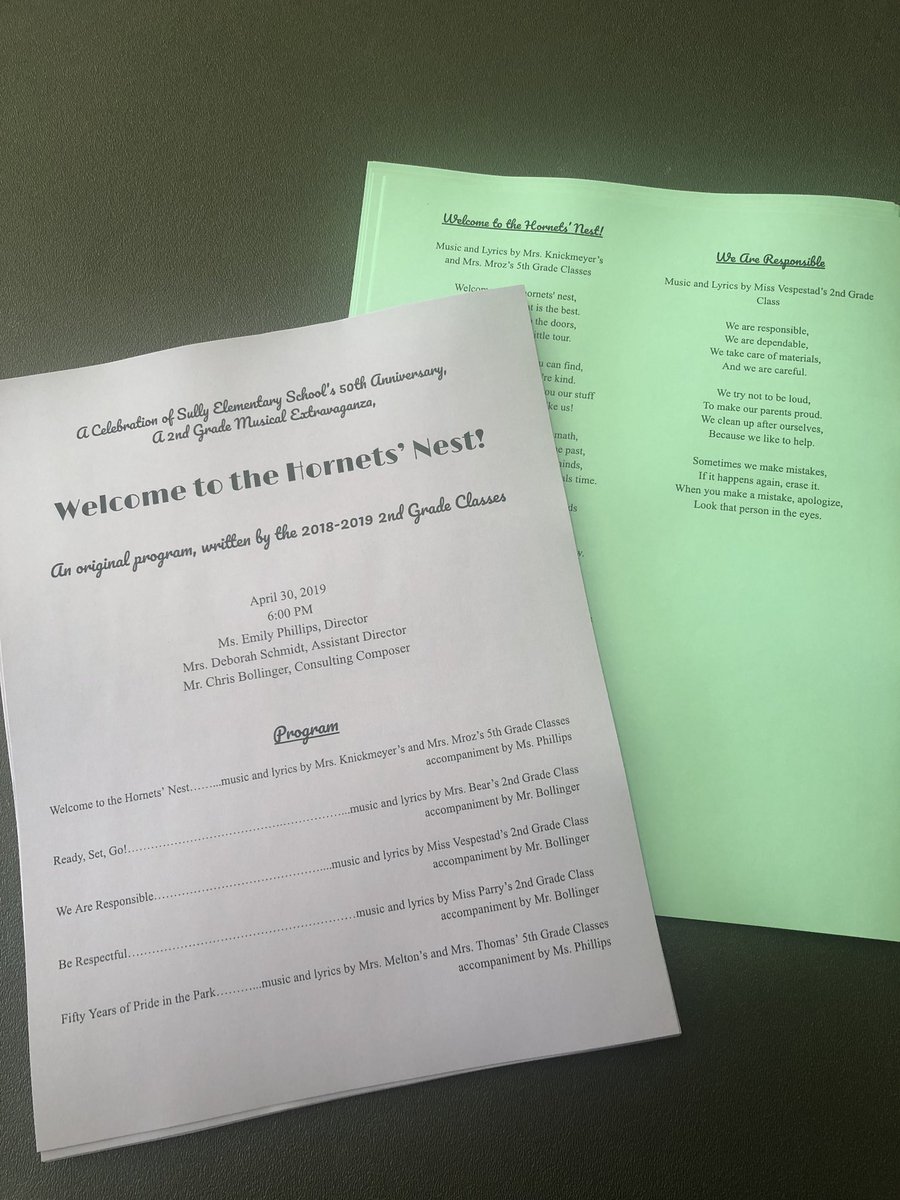 MsPrebeck's tweet photo. So proud of our Sully Hornets! Writing and performing their own musical! #hornetsdeserveit19 @SullyES_LCPS #welcometothehornetsnest https://t.co/LQDXXWitdZ