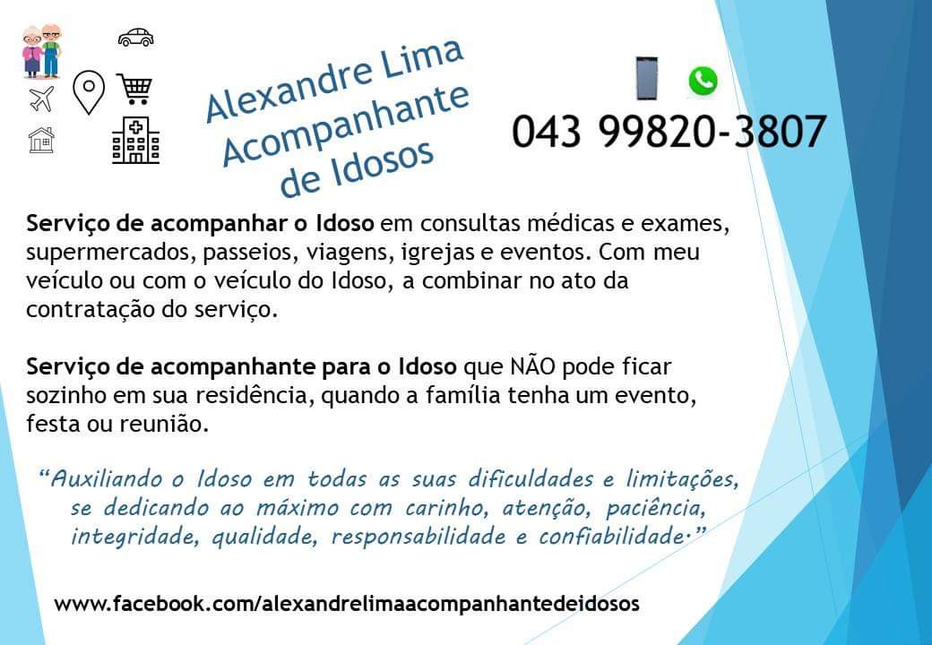 Andressa220481's tweet photo. Um serviço especializado em atendimento ao idoso, de acompanhante a consultas e exames, compras, passeio, eventos. 👵👴🏪🚗 https://t.co/E8eThf9GCd
