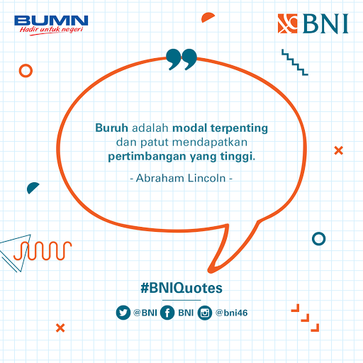 BNI's tweet photo. Tenaga kerja merupakan salah satu elemen penting dari pembangunan bangsa. Tanpa tenaga kerja, kegiatan perekonomian tidak akan berjalan lancar. #BNIQuotes https://t.co/DcMexme0Oe