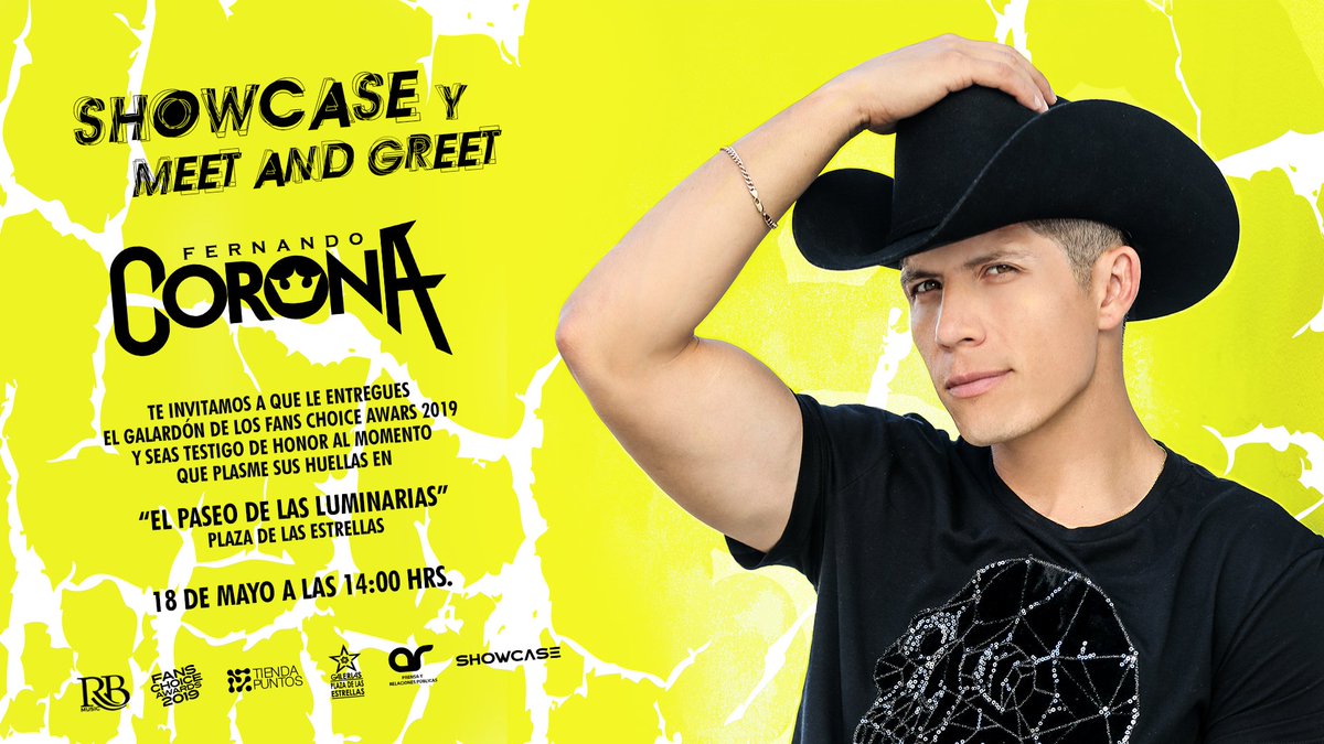 fchamx's tweet photo. 😱😱😱 @SoyFerCorona dará #Showcase y #MeetAndGreet para festejar que recibirá el #galardón de los #FansChoiceAwards2019 y Plasmara sus Huellas en #ElPaseoDeLasLuminarias en @plazagaleriasmx #FCHA2019 #RBMusic @ARprensayrp @tiendapuntosmx @showcasemx https://t.co/pY2pi00sVX