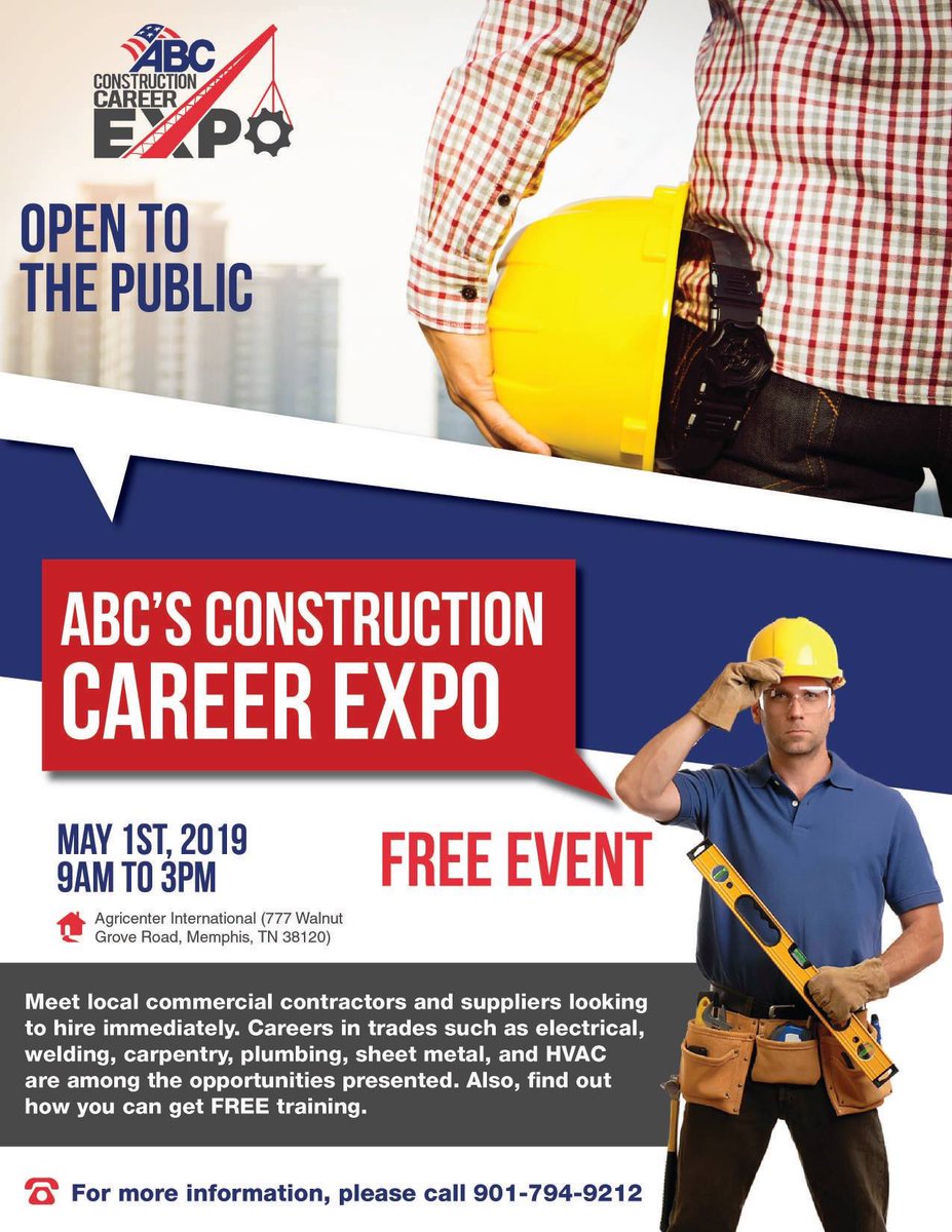 WTCABC's tweet image. Are you looking for a job in the construction industry?  Come check out the 65 companies hiring at the Construction Expo &amp;amp; Job Fair, Wednesday, May 1st from 9am- 3pm.#WTCABC #ABCMeritShopProud
