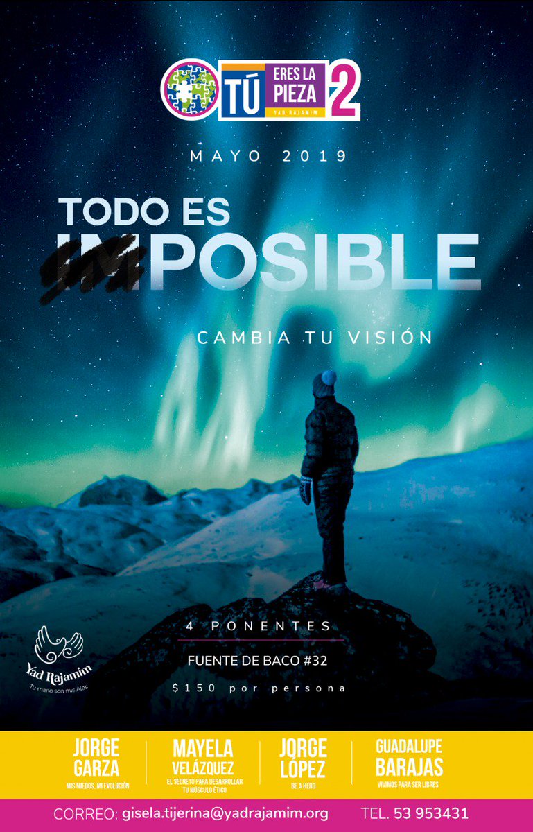 TODO ES POSIBLE. Cambia tu visión
Evento de motivación el 14 de Mayo en México Distrito Federal.
speakleaders.com/eventos/posibl…