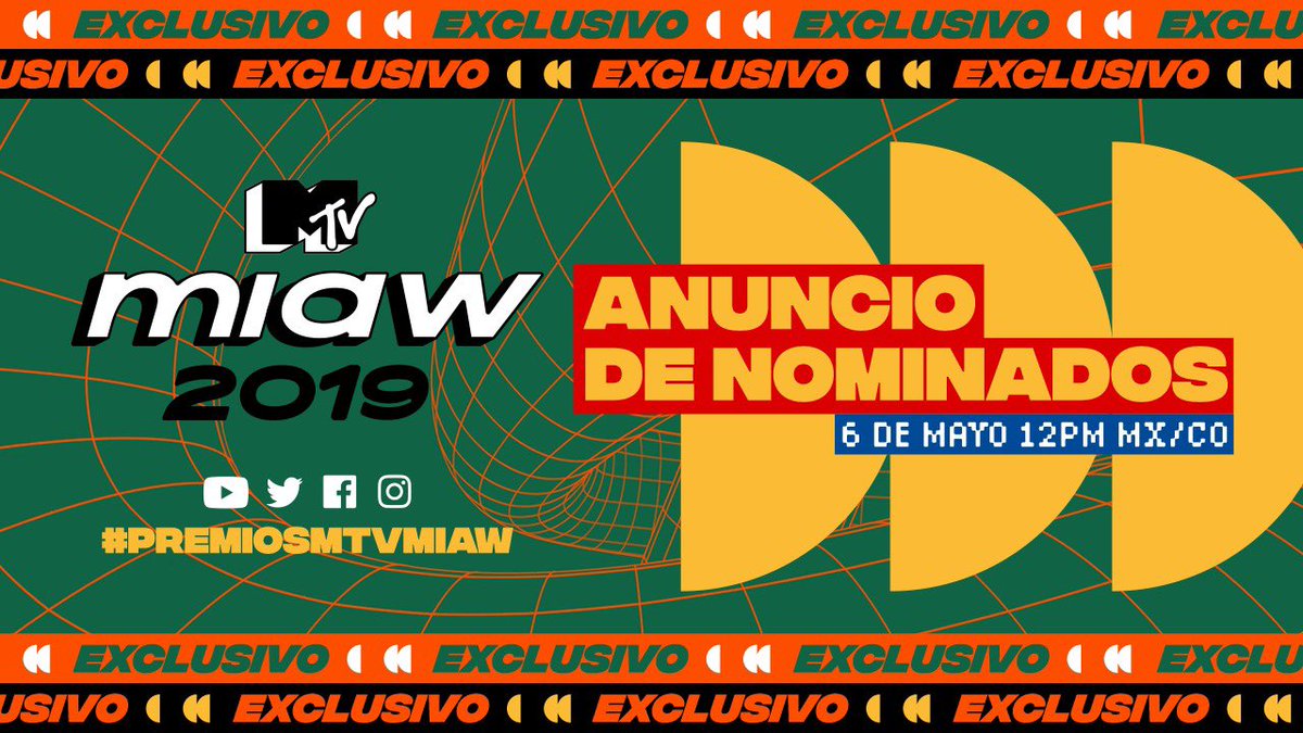 mtvmiaw's tweet photo. ⚠️ ¡ES OFICIAL! ⚠️ Anuncio de los nominados de los #PremiosMTVMIAW este lunes 6 de mayo a las 12PM MX/CO 2PM AR 🙀 https://t.co/XRJ85LPI4N