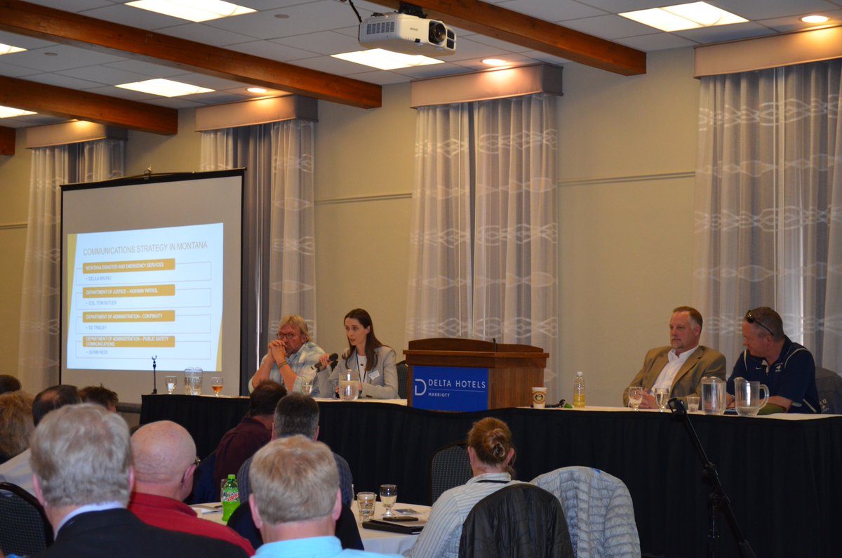 MontanaDES's tweet photo. Many excellent presentations and panels for Day 1 of the MT #EMForum. Topics included mitigation project success stories, communication challenges and opportunities for Montana, and a meeting of the Association of MT DES Coordinators. Thank you to all presenters! https://t.co/L7SW5qu6pX