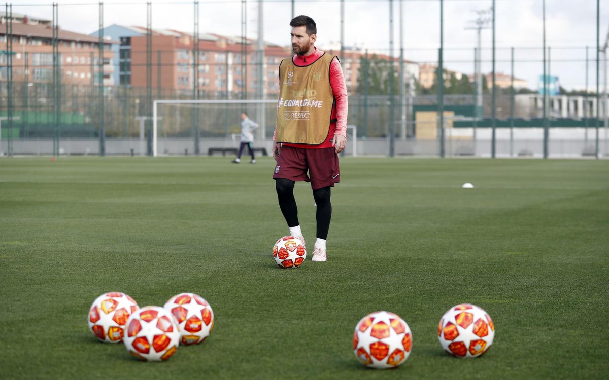 Messi, en el último entrenamiento del Barça (Foto: FCB).