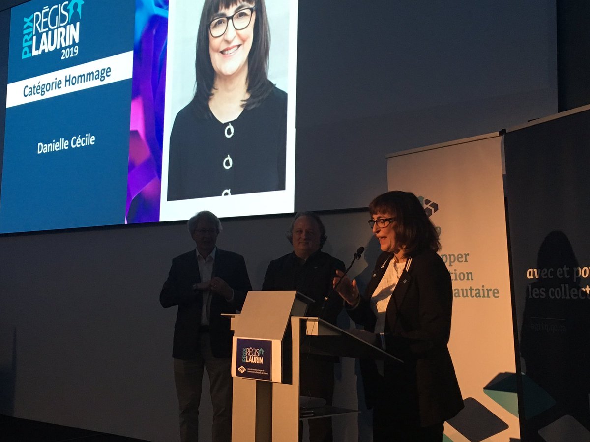AGRTQ's tweet photo. Félicitations à notre lauréate #hommage 2019, Danielle Cécile pour l’impact de l’ensemble de sa carrière qui a indéniablement contribué à améliorer les conditions de logement de milliers de citoyens et citoyennes #PRL2019 @OMHM @CSolidaire https://t.co/WuimH3s7Sj