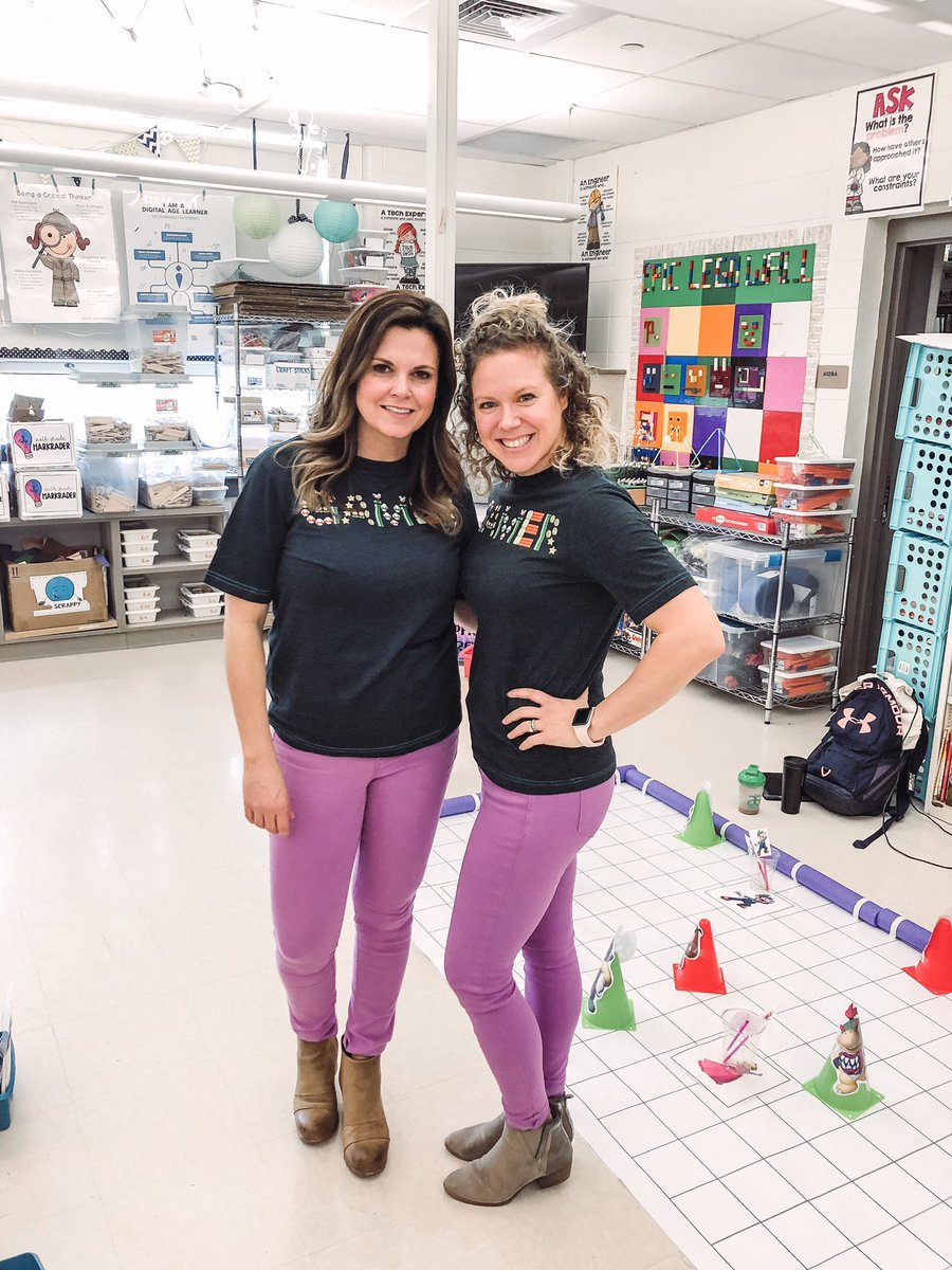 CB_MrsWilson's tweet photo. Another day, another matching outfit! ๐ญ Love collaborating and twinning with @QUESTbauggie (pants by @OldNavy) on Day 2 of the Arcade!
#stemteachers @CBButlerElem #cbquest https://t.co/ZH96guau4h
