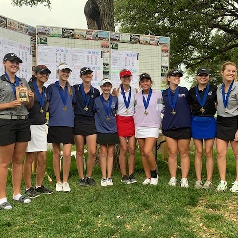 The girls golf team finished third at the <a href="/TAPPSbiz/">TAPPS</a> 5A State Championships. Way to go Irma Briz, Morgan Martinez, Katie Spartz, Ellie Fincher, and Anna Claire Fincher!  Anna Claire finished second individually and Ellie finished the tournament in 5th place. Way to go Falcons!