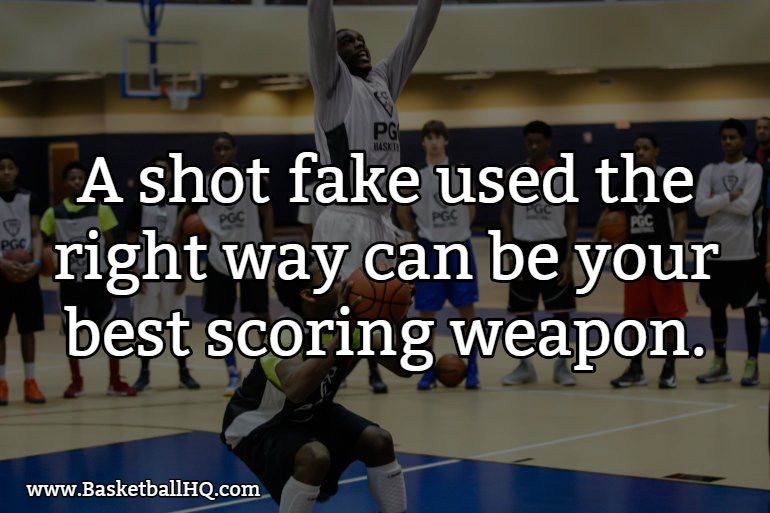BasketballHQ's tweet photo. As a shooter, a shot fake should be your best friend. As a coach, teaching your players the right way to shot fake will open up so many driving opportunities and open shots. https://t.co/nKtq6Lo0Je