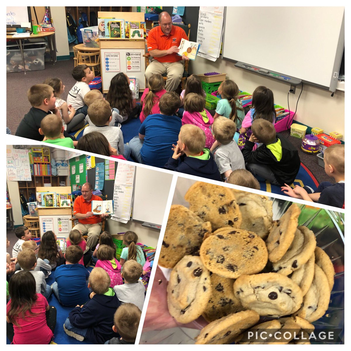 Today’s guest reader was Mr. Mattern! He even followed up his book by sharing cookies with the class...of course you know what they wanted next....  #ifyougiveamouseacookie #itwillwantaglassofmilk #AwesomeApaches @WMS_Apaches