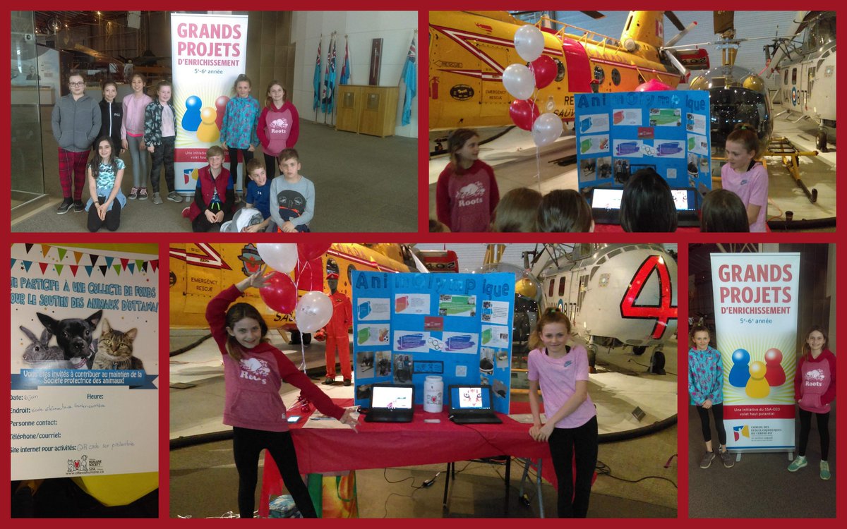 CapitaineRFR's tweet photo. Le 23 avril, deux de nos #5eLC ont présenté leur projet #Animolympique aux grands projets d'enrichissement @ecolecatholique. Le lancement officiel se fera bientôt à #LaurierCarrière. 
#GPE #leadership @ottawahumane 
Pour faire un don: https://t.co/5W2jvw6cH9 https://t.co/DWOg6zMRQj