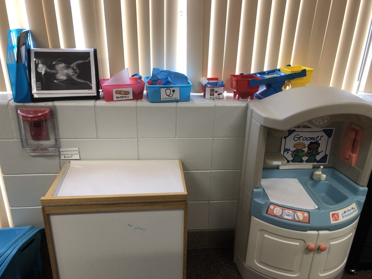 KayeleeFreeman's tweet photo. Our Vet Shop is up and running! What a fun way to practice reading, writing, math, and social skills! We❤️Dramatic Play Stations! #dramaticplay #playingislearning https://t.co/bsKOt8Uw4v