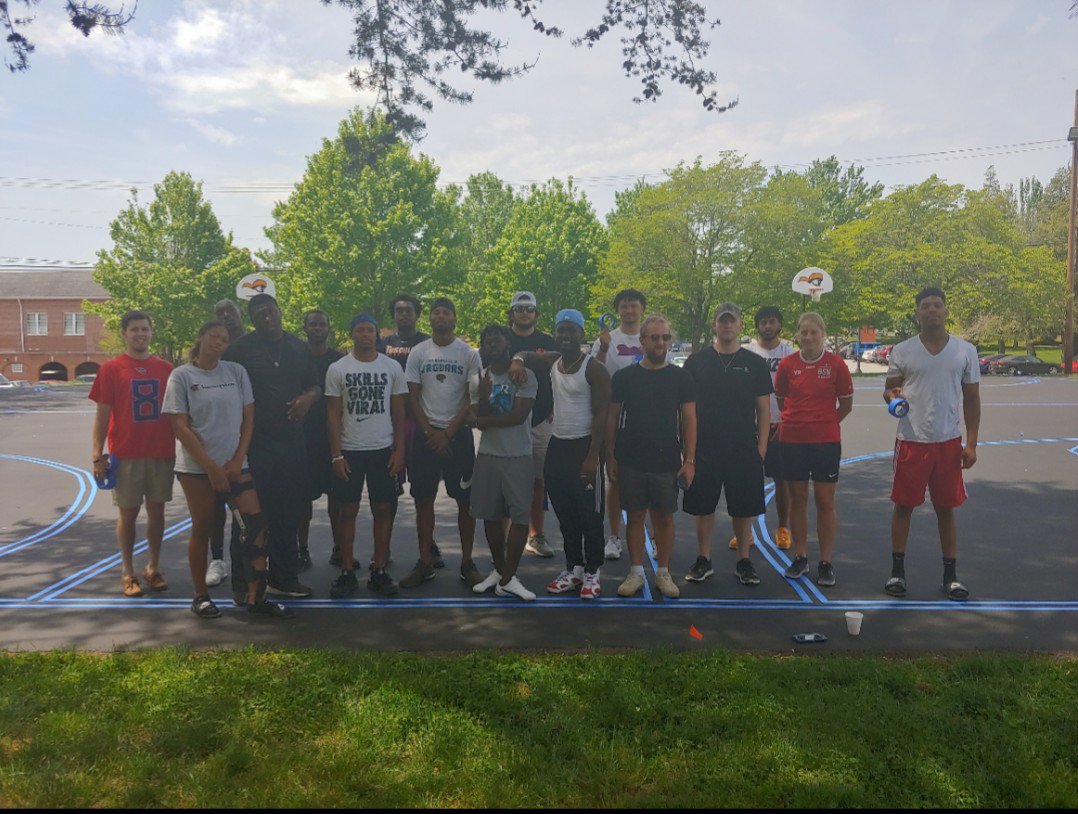 TUSportStudies's tweet photo. Great job today by Dr. Jason Jones and his PHED 245 Clinical Experience in Sport Management students as they helped repaint the lines on the campus basketball courts! @TusculumSports @Tusculum_Univ @TuscPrez https://t.co/CfgDlUOfZb