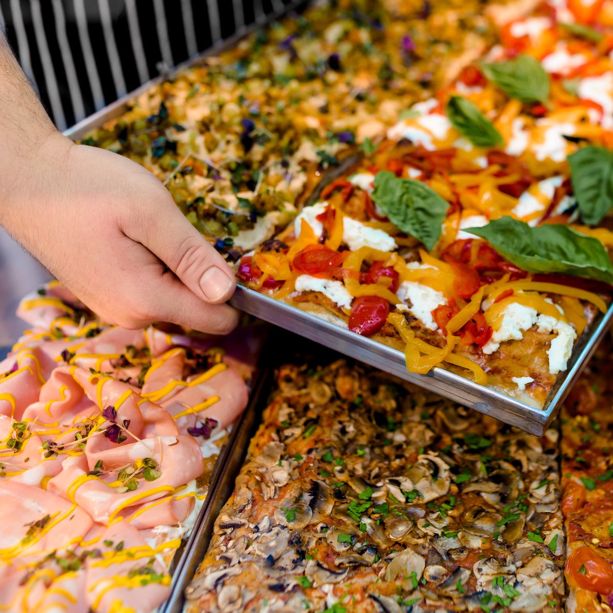 BonciUsa's tweet photo. Who knew that simply natural ingredients could look so much like art? At #bonciusa, our Pizza al Taglio will inspire your inner foodie so much... you may have to order another slice. Order here:  https://t.co/k9cC6NIDgZ https://t.co/rVZVeTgn61