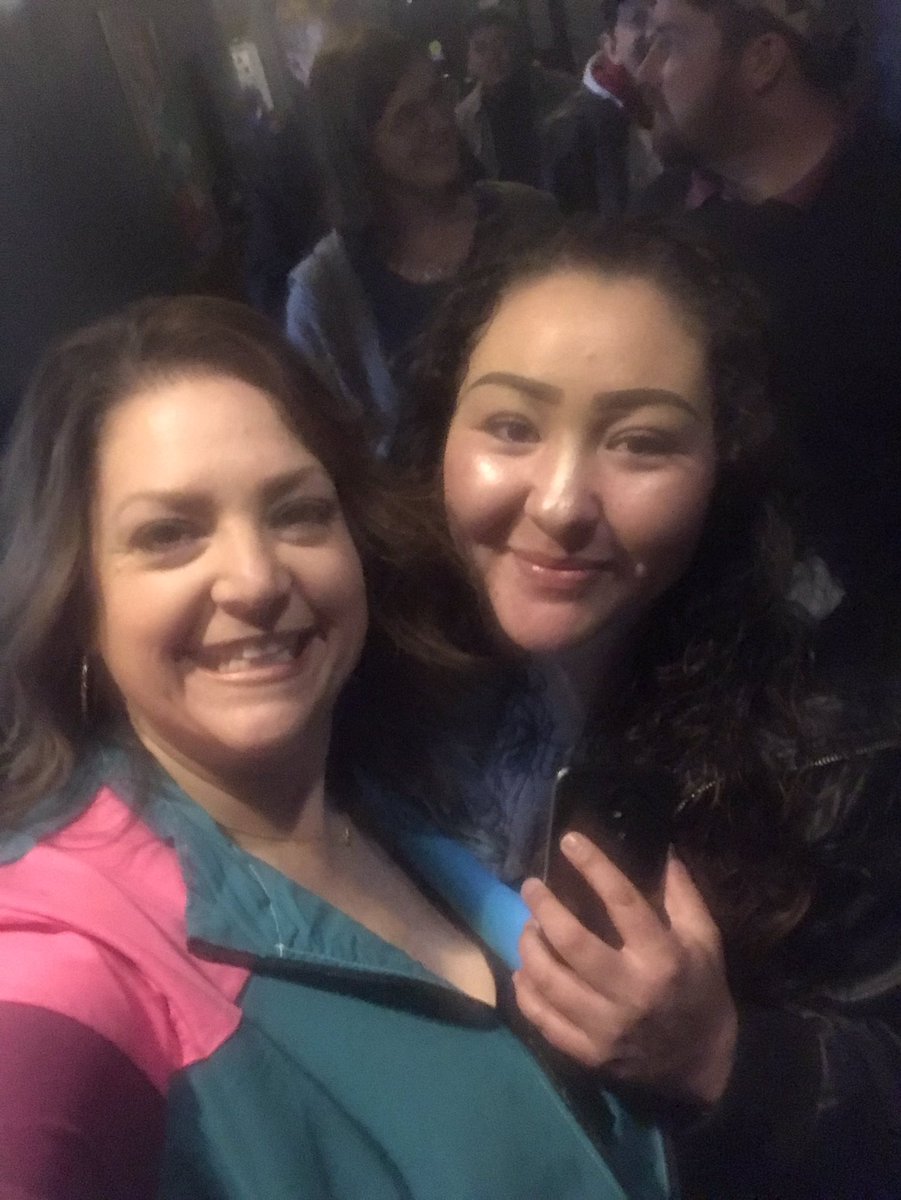 Kathiejmornings's tweet photo. Hanging with Micheala! She doesn’t have twitter so I said I would post for her so she could win! #thelongshot #denverscreening #Kathiej #thatjackettho @Sethrogen @CharlizeAfrica #herestoagoodnight https://t.co/6aaghJ0lNQ