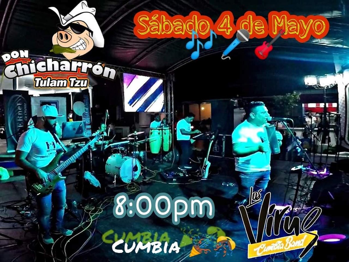 ,🎊 Este Sábado 4 de Mayo ven disfrutar la mejor musica con Los Virus Cumbia Band 🎶🎸🐷 !!! 🎉

🎊 Te esperamos con las mejores promociones en chicharrones y carnitas 🐷 🎊

Ubicación ✔️🐷🍺✔️ maps.app.goo.gl/52LD7BHcpPEdMe…