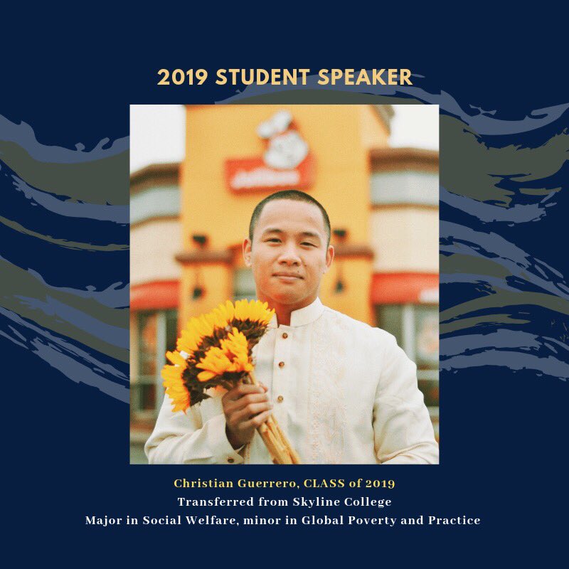 BerkeleyRTSA's tweet photo. Introducing one of our three student speakers from the Transfer Class of 2019, Christian Guerrero. Christian Guerrero is a proud Transfer from Skyline College in Daly City, CA—the Filipino Capital of the US. Learn more about the amazing work that he does both at Cal and beyond! https://t.co/gHZVPfOm6g