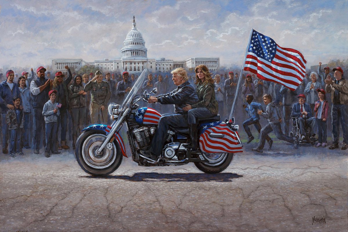 If President Bone Spurs ever rides a Harley, I'll do a topless livestream of the event.

That clown couldn't start a motorcycle, let alone ride it.