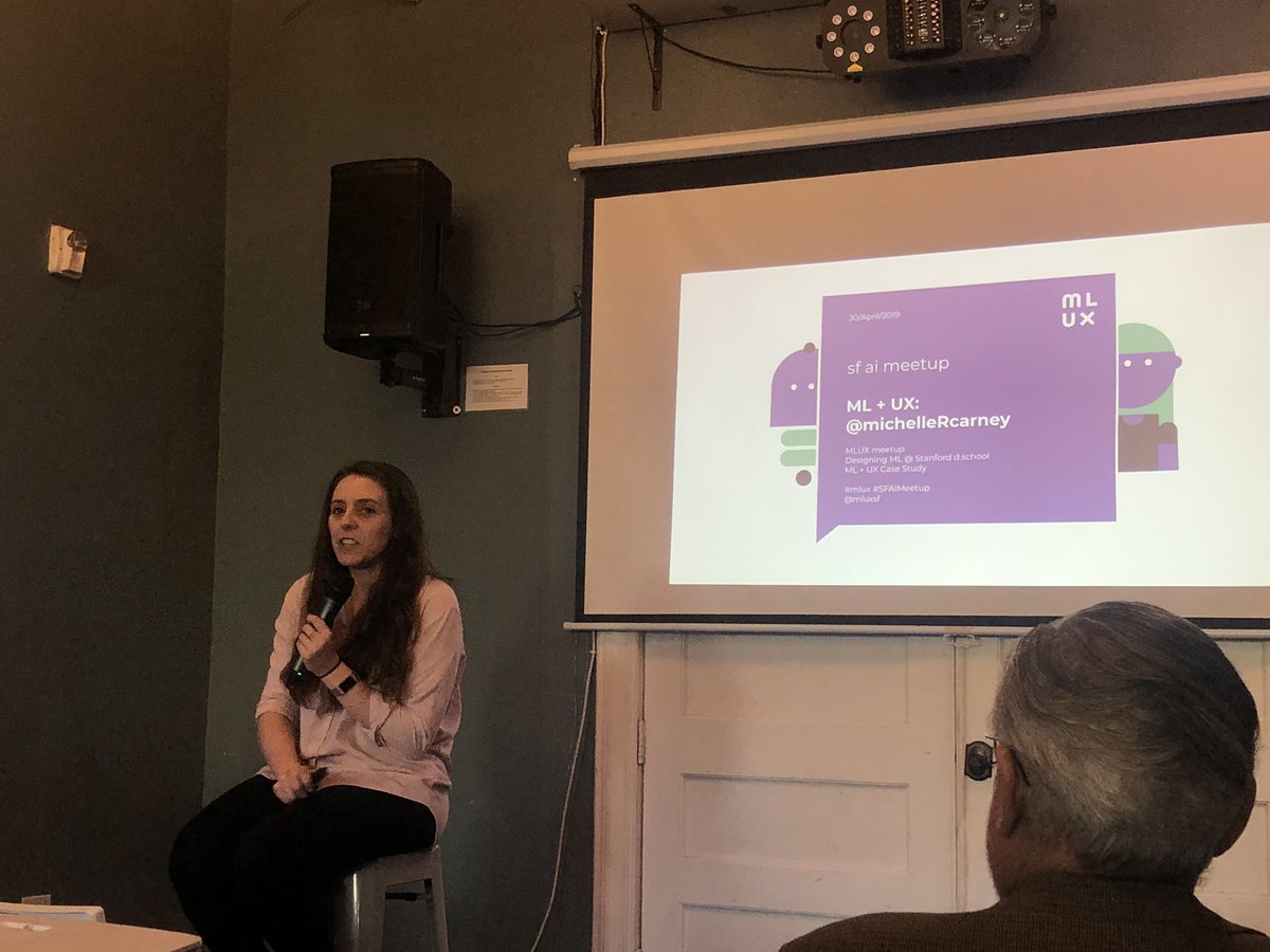 suyashcjoshi's tweet image. @michellercarney talking about #mlux Machine Learning - UX ! Great presentation, I will share notes in my blogpost soon #ux #MachineLearning