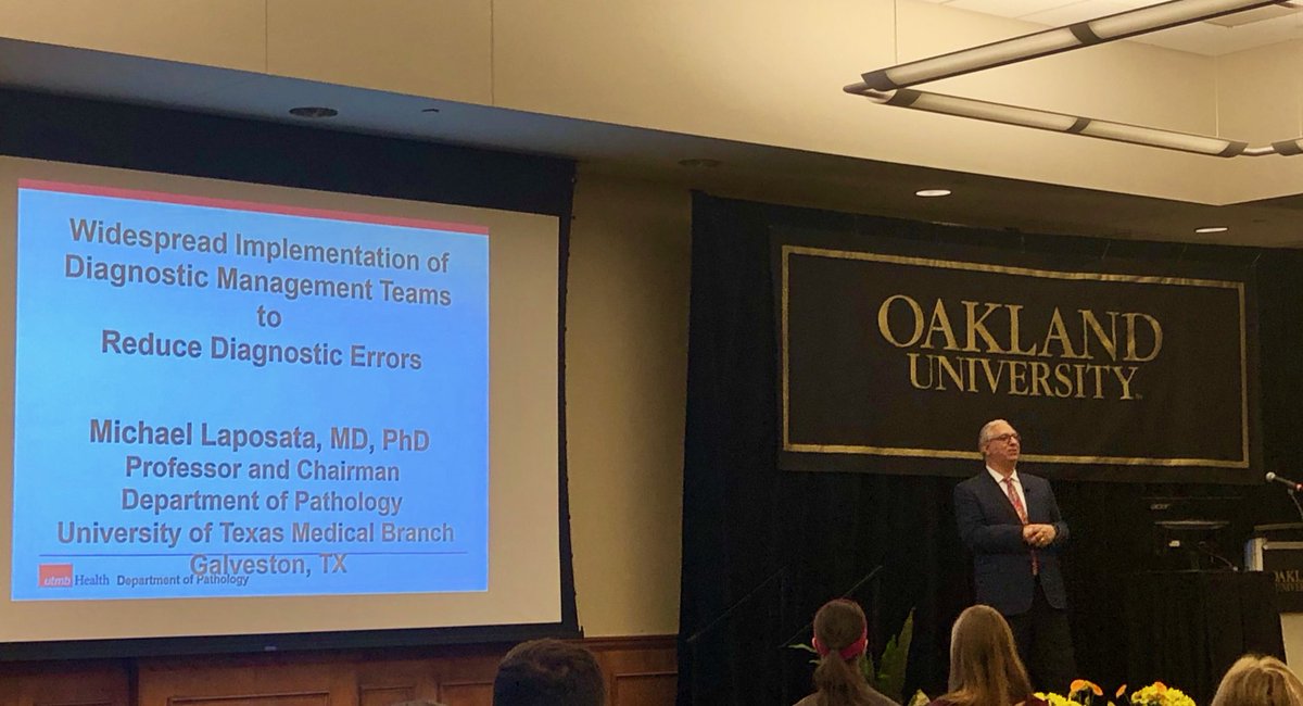 CDean1188's tweet photo. Great presentation by Dr. Michael Laposata on the implications of medical errors on health outcomes. #healthology2019 #OaklandUniversity https://t.co/1X0P7X1uVh