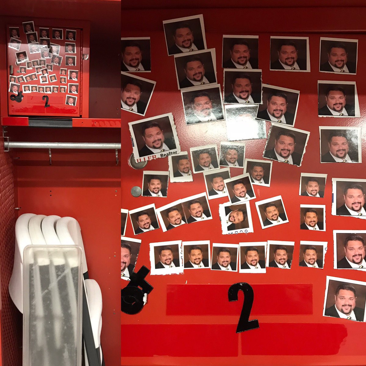 Coach_Cabelas's tweet photo. Had a coaches meeting tonight and ran into this locker.  Someone has some extra time... https://t.co/PIk7uhdaPc
