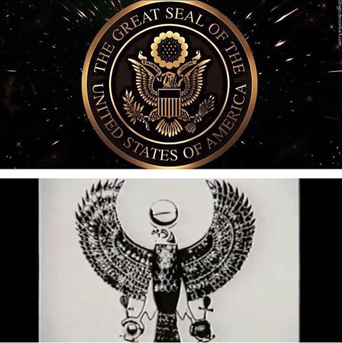 #8: The Great Seal of the United StatesThe top is obviously a picture of The Great Seal of the United States. The bottom pic is Heru, the sky God of Egypt. Three committees were commissioned by Congress to create the design. In 1782, the final model was officially completed.