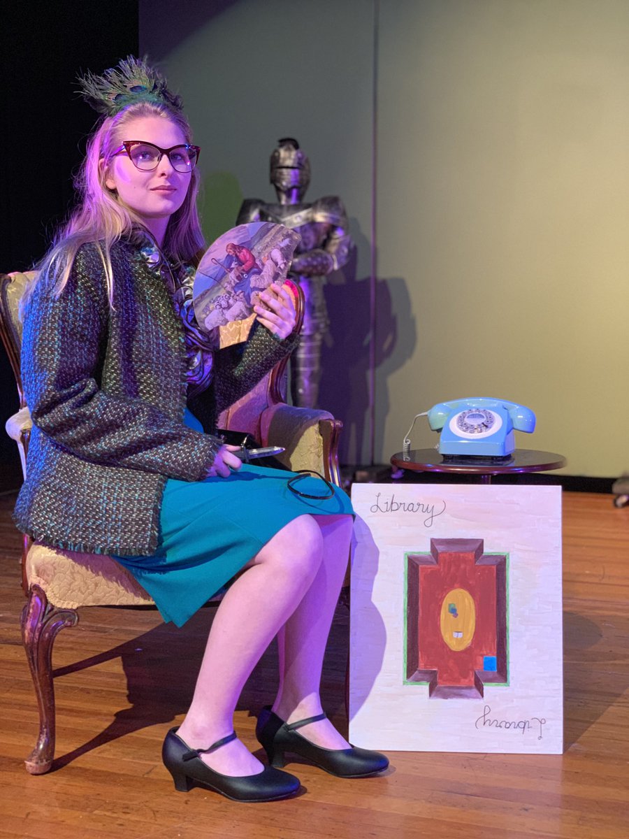 WaveTheatre's tweet photo. Was it Mrs. Peacock, with the Dagger, in the Library? 
Clue: On Stage 
May 10th and 11th at 7pm 
#whodunit #ClueOnStage https://t.co/6RwJHj311H