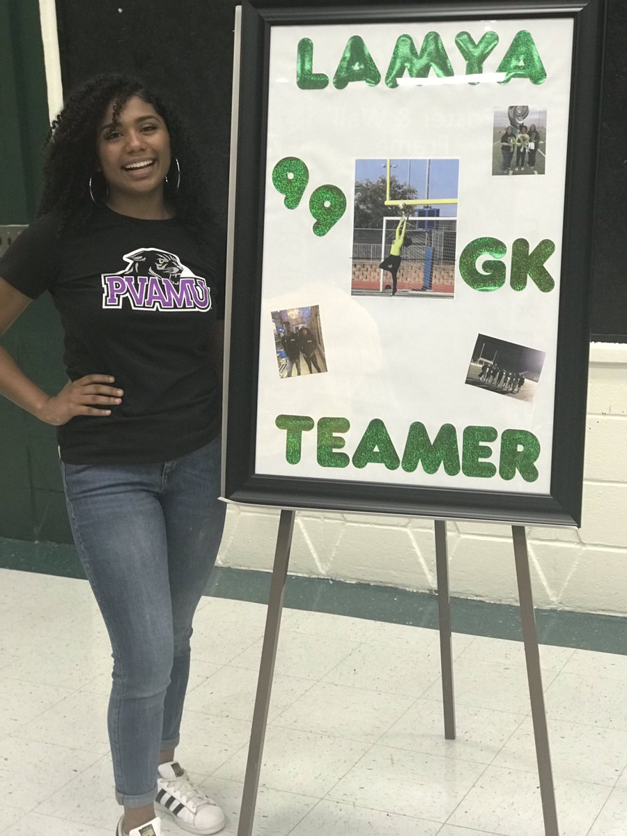 jfk_GirlsSoccer's tweet photo. Congratulations once again to Lamya Teamer for signing with Prairie View A&amp;M University! We are all extremely proud of you! 💚 @EISDofSA @JFKennedyHighS https://t.co/VRx6CsoJ87