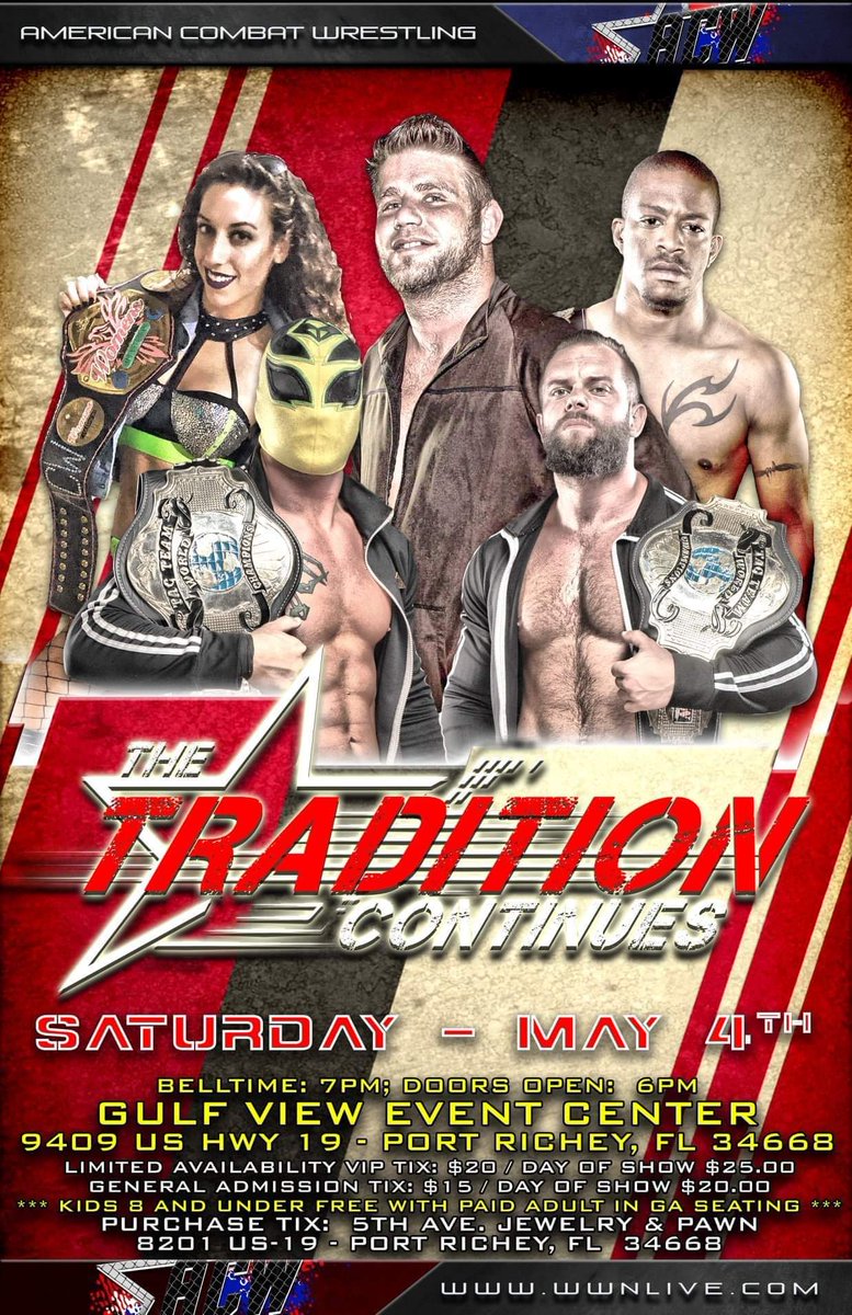 WWNACW's tweet photo. This Saturday night from the @GulfVEventCentr in Port Richey Florida and live on https://t.co/puy64hdE1q!!!
@WWNACW and @WWNLive present The Tradition Continues 2019!!!
#acw #acwflorida #wwn #wwnlive #provingground #gulfvieweventcenter #clubwwn #thetradtioncontinues https://t.co/CVSAyKY70o